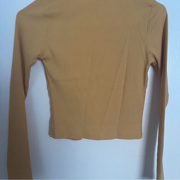 Mustard Yellow Ribbed Tie-Front Top - Picture 2 of 2